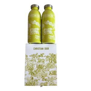NEW Christian Dior Stainless Steel Bottles & Reusable Bamboo Straw Set